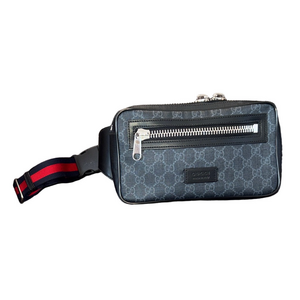 Gucci Black and Gray Belt Bag with Red Accents